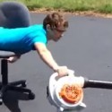 Leaf Blower Guy Spins In Chair